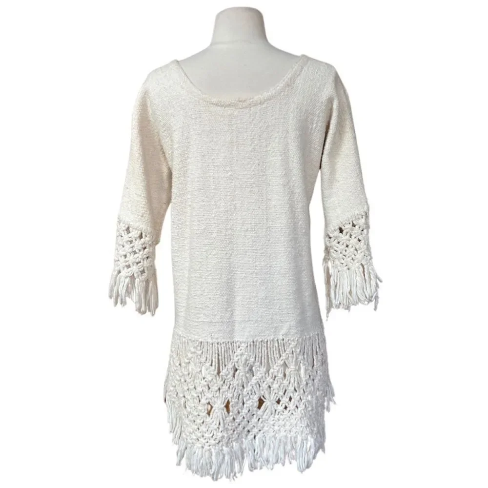 Ultra Rare Vintage 1960s Bazaar by Xavier de la Torre Cotton Fringe Tunic - Picture 5 of 13